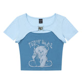 Women T-shirt Printed Vest Summer Slim Fit Camisole Short Sleeve