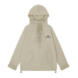 Men Hoodie Drawstring Lace Hooded Sweater Men's Loose Masked Turtleneck Pullover Hoodie Autumn and Winter