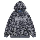 Men Fleece Lined Hoodie Camouflage Cardigan Sweater Men's Autumn and Winter High Street Zip Long Sleeve Coat