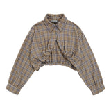 Women Long Sleeve Shirt Plaid Long Sleeve Shirt Design for Women Lapel Short