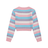 Women Sweater Butterfly-Patterned Short Style Sweater Women's Autumn Contrast Color Long Sleeves Sweater