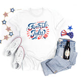 National Flag Day T Shirts Summer round Neck T-shirt Women's Short Sleeve Independence Day Women