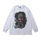 Men Long Sleeve Shirt Vintage Floral Print Long Sleeves T-shirt Men's Ins Country Loose Hiphop