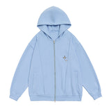Men Hoodie Cardigan Sweater Men's Loose Casual Spring and Autumn Distressed Hooded
