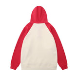 Men Hoodie Color-Block Raglan Sleeves Hooded Pullover Loose Casual Hoodie