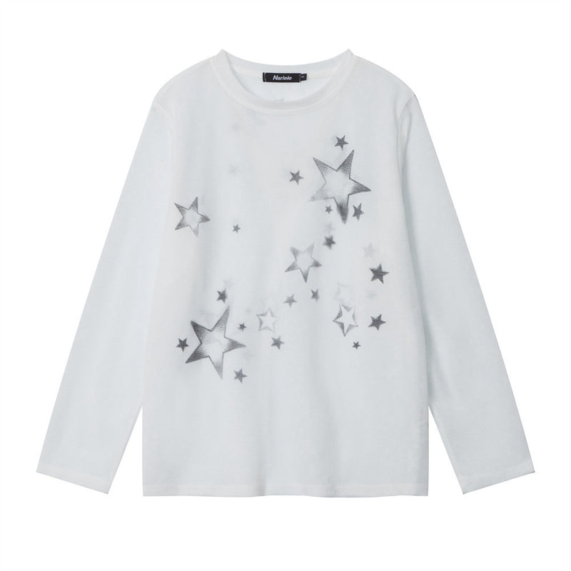 Women Long Sleeve T-Shirt Printed Long Sleeve T-shirt Loose and Lazy Style Top