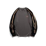 Unisex Hoodie Retro Patchwork Contrast Color Loose round Neck Sweater for Men and Women