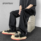 Men Sweatpants Overalls Men's Summer Straight Wide-Leg Pants