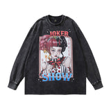 Men Long Sleeve Shirt Distressed Long Sleeve T-shirt Men and Women Oversize Casual Couple