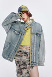 Unisex Jacket Autumn Affixed Cloth Embroidered Denim Coat Women's Clothing