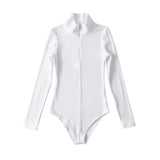 Women T-Shirt High Collar Half Zipper Stretch Slim Fit Long-Sleeved T-shirt