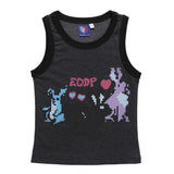 Women Vest Cartoon Printed Vest Girls Summer Casual Short Sleeveless