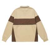 Men Hoodie Color Contrast Patchwork Lapel Sweater Zipper Stitching Letter Embroidery Long Sleeve
