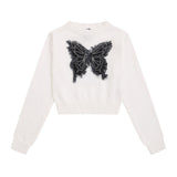 Women Sweater Short Sweater for Girls Autumn Casual round Neck Long Sleeve