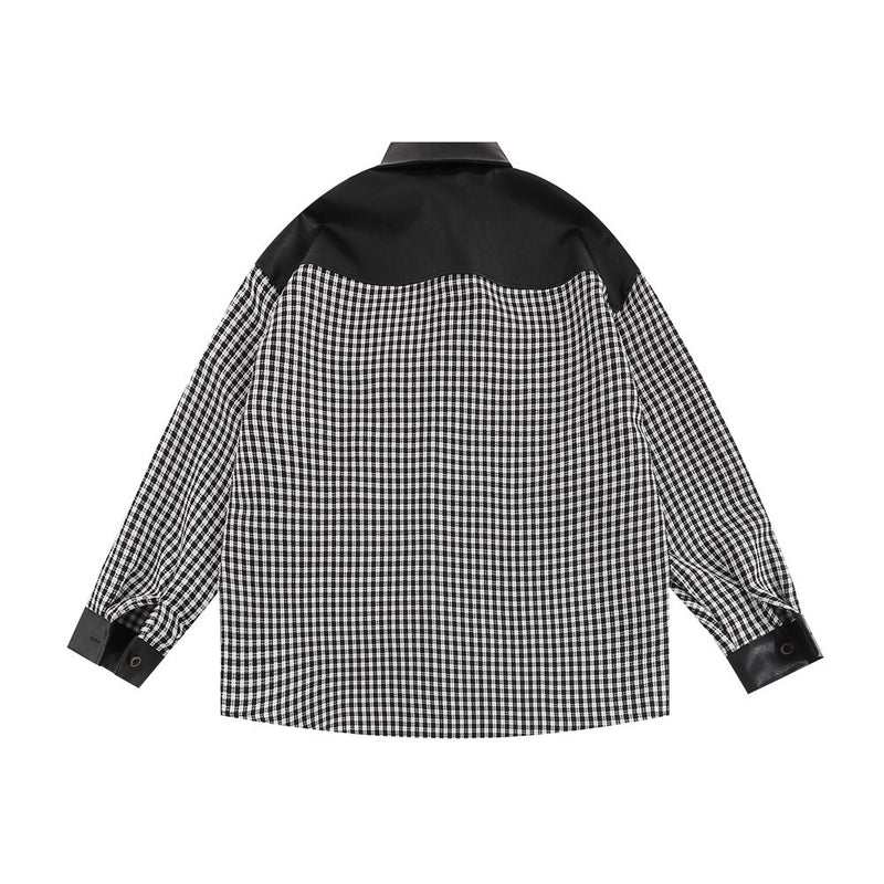 Men Long Sleeved T Shirt Contrast Color Stitching Long-Sleeved Shirt Men's Lapel Shirt Coat Spring and Autumn
