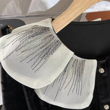 Women T-shirt Vintage Velvet Shirt Women Early Autumn Lace V-neck