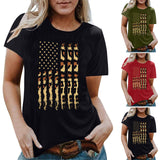 Women Independence Day T Shirt Printed Short-Sleeved Top Female Summer