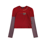 Women Long Sleeve T-Shirt Long Sleeve T-shirt Women's Autumn Color Contrast Short Top