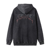 Men Hoodie Dark Character Printed Hoodie Washed Make Old Ripped Loose Hoodie