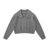 Women Sweater Knitted Cardigan Women Casual Polo Collar Long Sleeve Sweater