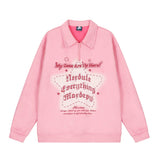 Men Hoodie Five-Pointed Star Printing Lapel Pullover Sweater Men