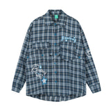 Women Long Sleeve Shirt Women's Plaid Long Sleeve Shirt Autumn Embroidery Short Shirt Coat