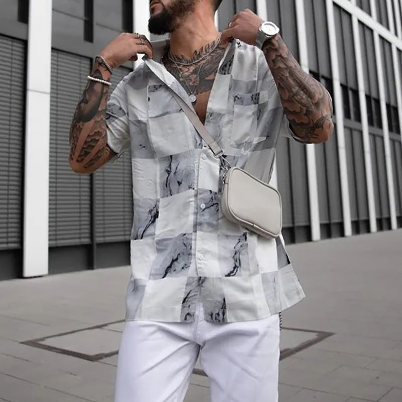 Men Shirt Short Sleeve Men's Shirt Beach Casual Loose