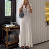 Women Sweater Dress Short Sleeve Lapel Knitted Dress Female Mid-Length Dress