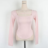 Women Long Sleeve Shirt Bottoming Shirt Curved Top Autumn Long Sleeve