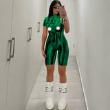 Women Jumpsuit Summer Printing Short-Sleeved Jumpsuit