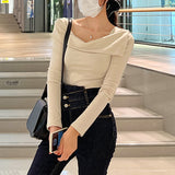 Women Long Sleeve Shirt Autumn Slim Fit Slimming Long Sleeves Bottoming Shirt
