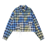 Women's Long Sleeve Shirt Color Tie-Dyed Plaid Long Sleeve Shirt Women's Loose