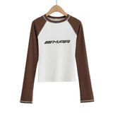 Women T-Shirt Long Sleeve T-shirt Women Slim Fit Slimming Short Top