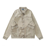 Men Denim Jacket Washed Do the Old Cowboy Coat Men's Loose Casual Spring and Autumn Stitching Jacket