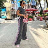 Women Cargo Pants Women's Stitching Design Loose Mopping Casual Pants