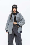 Unisex Jacket Fall Stand Collar Stitching Denim Jacket Women's Clothing