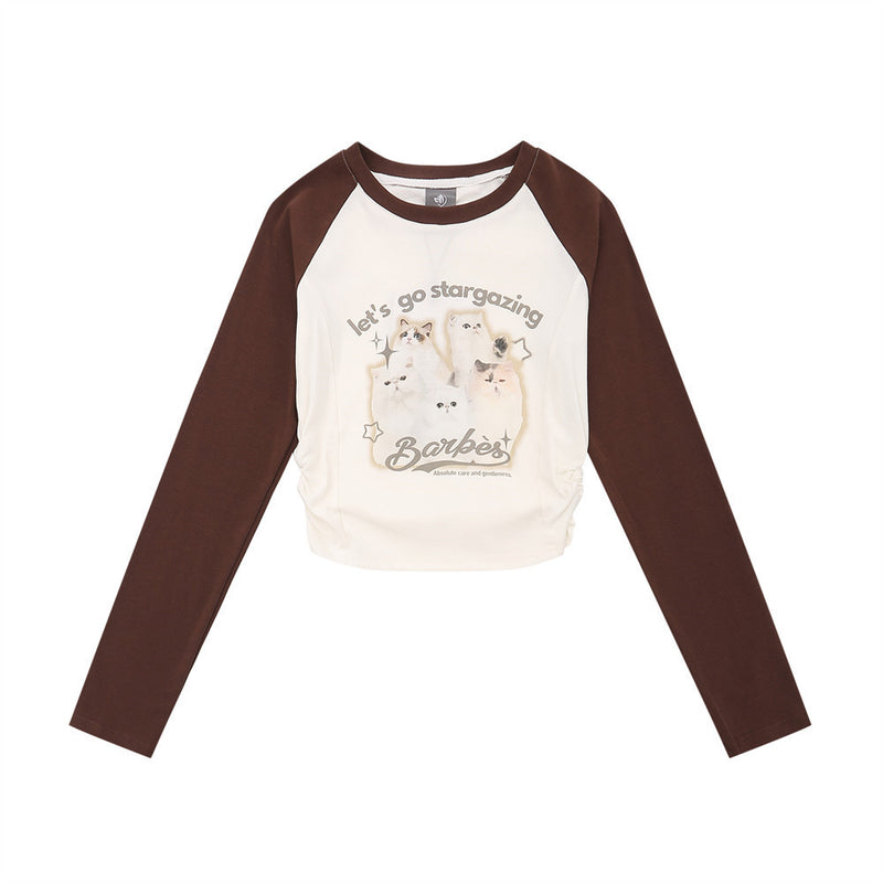 Women Long Sleeve T-Shirt Printed Long Sleeve T-shirt Women's Spring and Autumn Color Matching