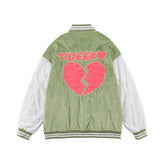 Varsity Jacket Vintage Men's Autumn and Winter Avocado Green Baseball Jacket