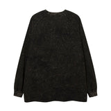 Men Long Sleeve Shirt Fashion Brand Distressed Printed Long Sleeve T-shirt Men and Women Hiphop Street Retro