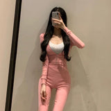 Women Long Sleeve Shirt Sports Style Cropped Hoodie Casual Pants Autumn