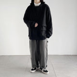 Men Hoodie round Neck Waffle Sweater Ins Loose Men and Women