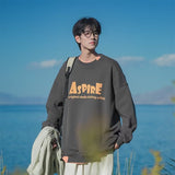 Men Hoodie Sweater Men's Spring and Autumn round Neck Loose Printed Bottoming Shirt