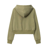Women Hoodie Letter Hooded Cardigan Sweater Women's Autumn Casual Short
