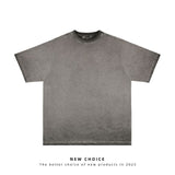 American vintage street T-shirt retro solid color men's loose half-sleeve shirt