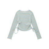 Women Long Sleeve T-Shirt Long Sleeve T-shirt Girls round Neck Contrast Color Short Top