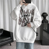 Men Hoodie Rabbit Printed Casual Hooded Sweater Men's Spring and Autumn Loose