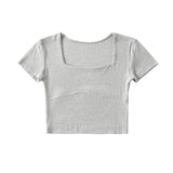 Women T-Shirt Short-Sleeved T-shirt Spring and Summer Solid Color Short Top