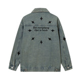 Men Denim Jacket XINGX Denim Jacket Men and Women Couple Loose Washed-out Jacket