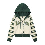 Women Sweater Hooded Knit Cardigan Girls' Autumn Casual Letter Sweater