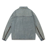 Men Denim Jacket Men's Denim Jacket Spring and Autumn Washed Worn Coat